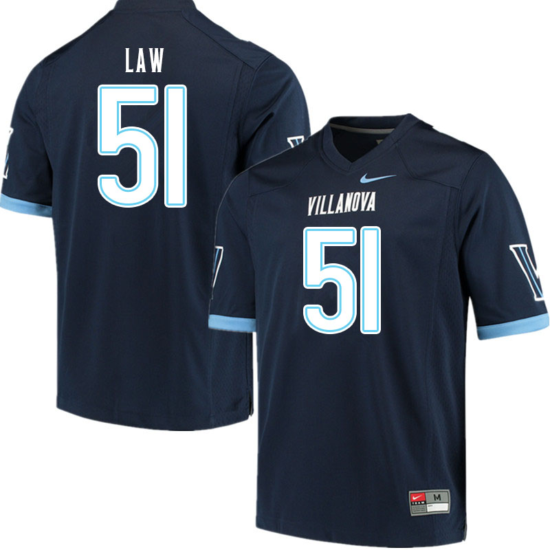 Men #51 Dale Law Villanova Wildcats College Football Jerseys Sale-Navy